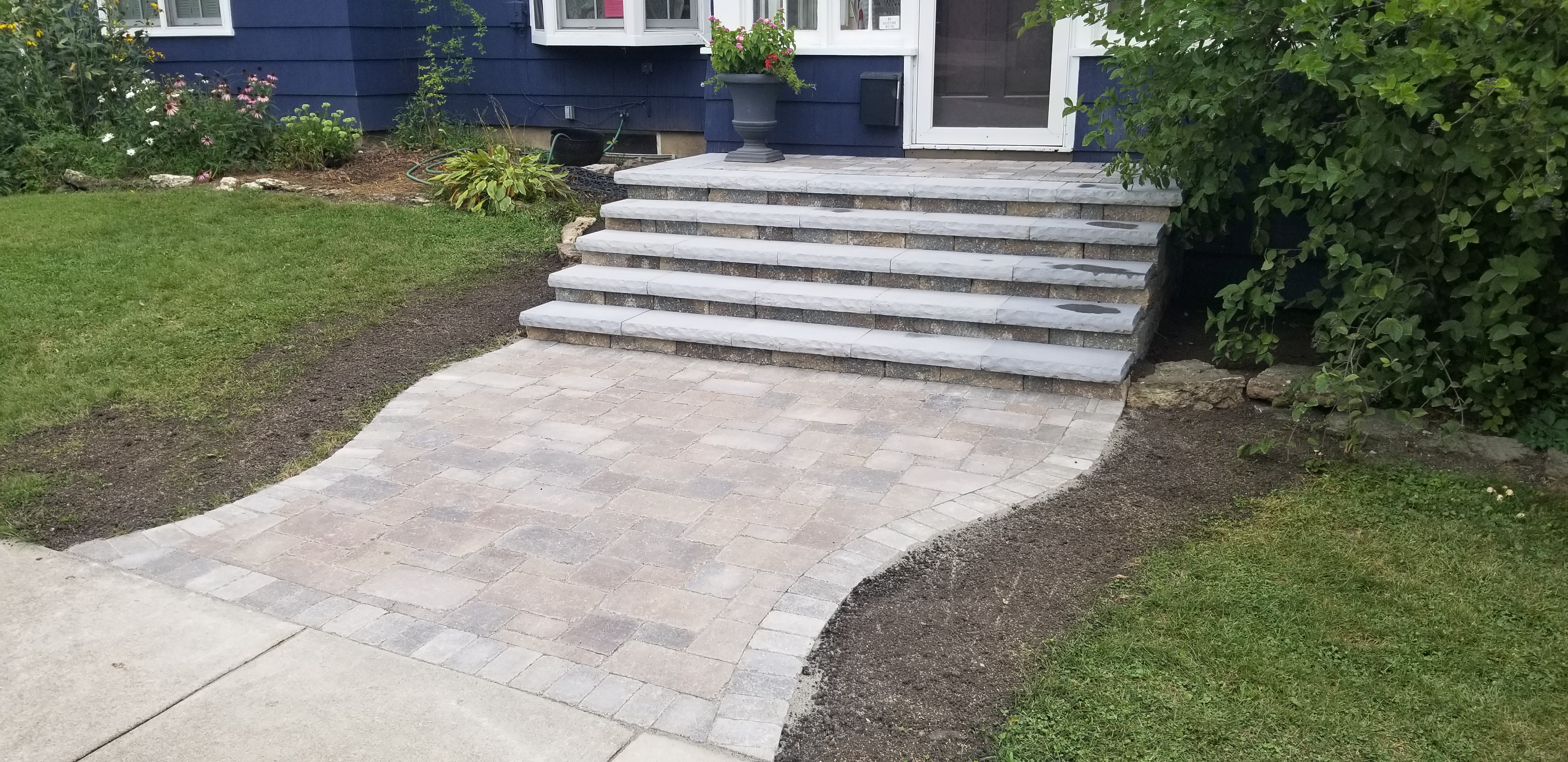 Large front stair, St. Charles, IL — B&L Landscape