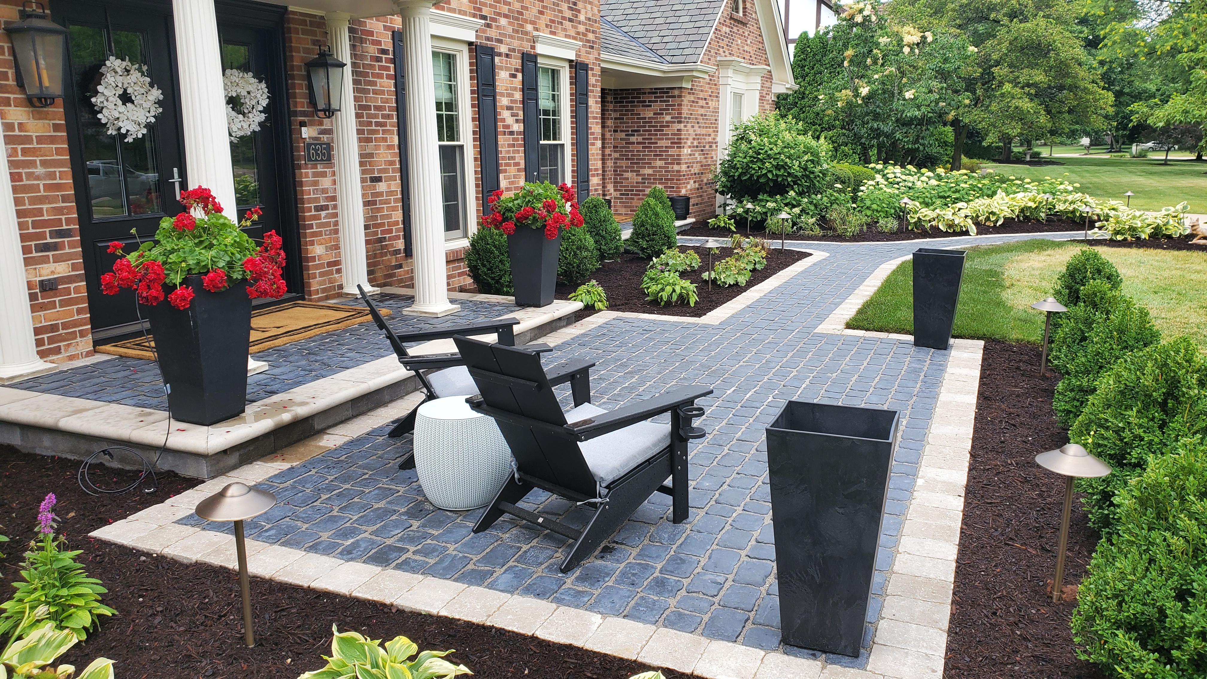 Front paver way and full landscape redo, St. Charles, IL — B&L Landscape